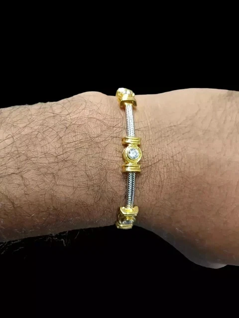 7Ct Round Lab Created Diamond 7" Bezel Tennis Bracelet 14K Two Tone Gold Plated - Image 3 of 4