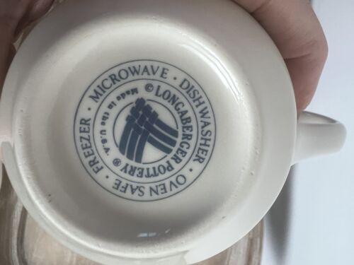 4 PC Longaberger Pottery Woven Traditions Heritage Blue 12 oz Coffee Mug USA - Bild 5 von 8