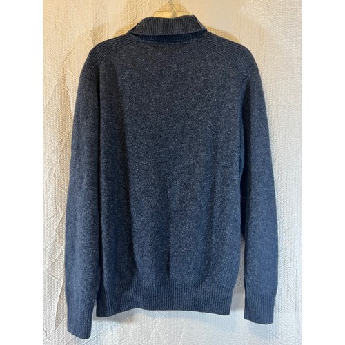 Pronto Uomo Men's Shawl Collar Pullover Sweater Blue Wool Blend Size 46 Chest - Picture 4 of 5
