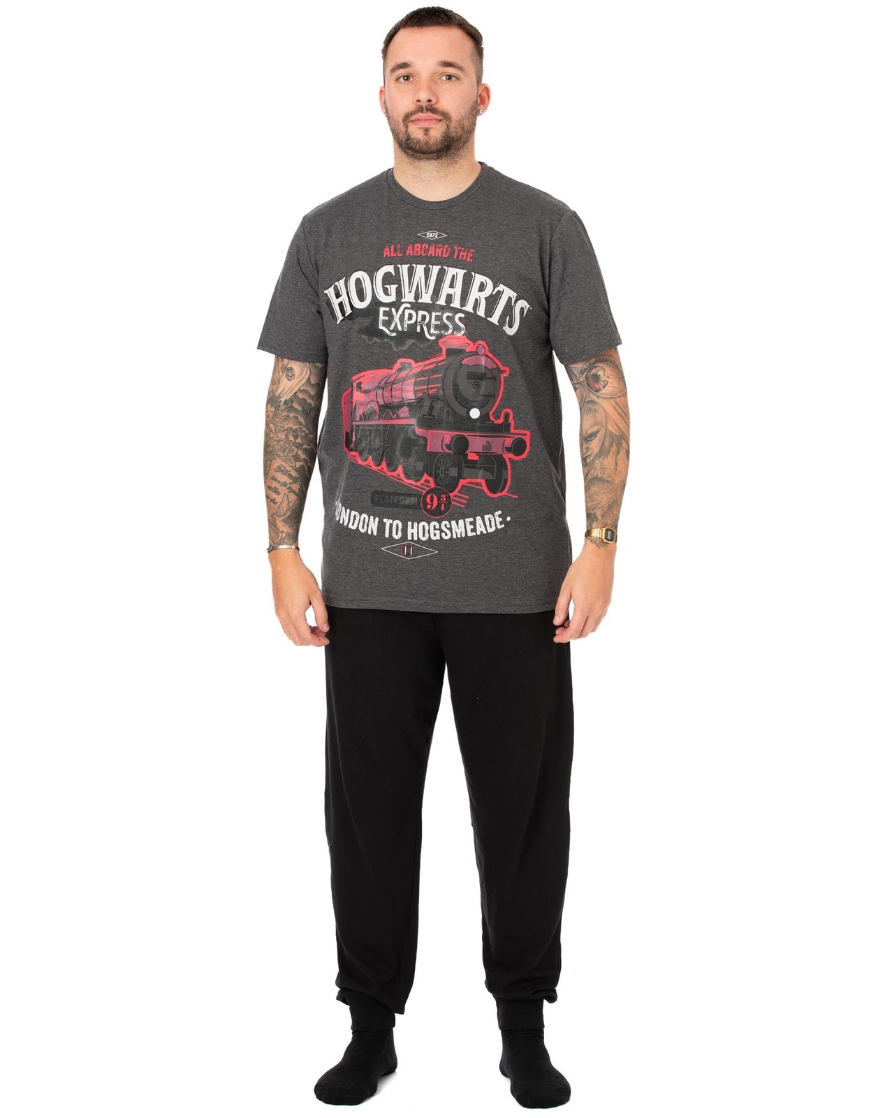 Harry Potter Men's Grey Short Sleeve Long Leg Pyjama Set | | Official Merch | Size: Small - Image 2