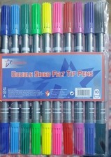 1xTopmarks 10 DOUBLE SIDED FELT TIP PENS CHILDREN SCHOOL OFFICE GIFT MULTICOLOUR
