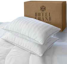 Fluffy Feather down Pillow 100 Cotton Queen Size Pillow Set of 2 Pack Medium Fi