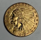 AU+ 1912 Indian Head Gold Quarter Eagle, All Original U.S. $2.50 Almost UNC