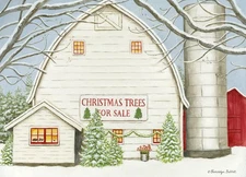 Lux Press Group Christmas Tree Barn, Greeting Cards, 5.5 x 7.75 inches