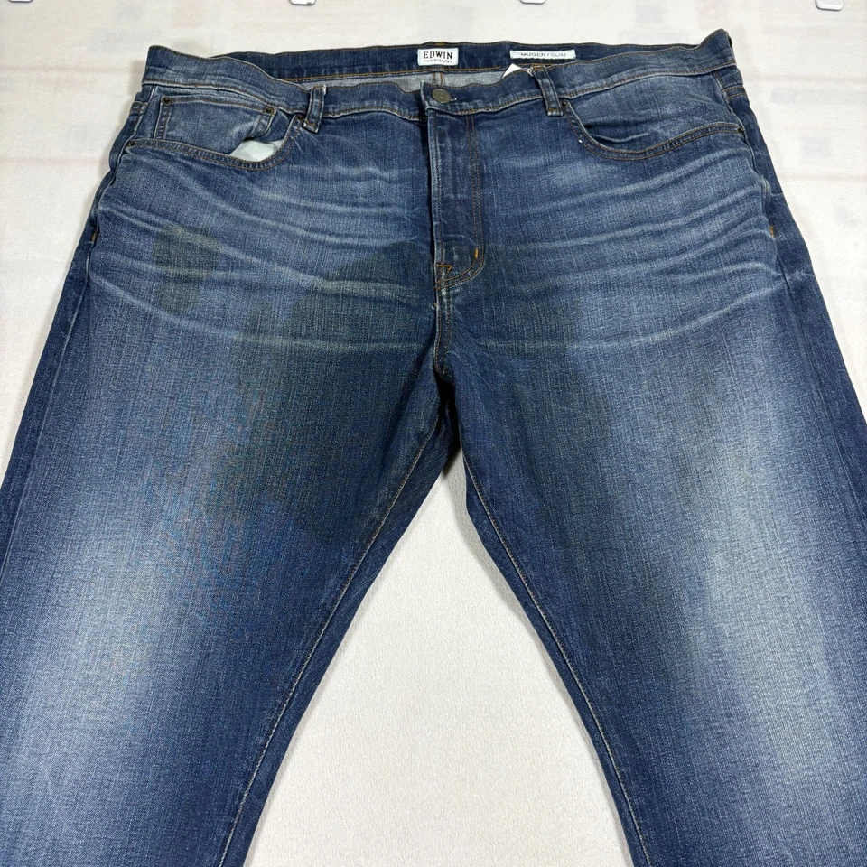 Pantalones de mezclilla ajustados Edwin Mugen para hombre 40 azul desteñido marca Japón desgastados Foto 3 de 4
