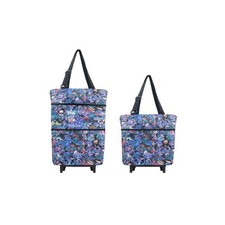 Folding Shopping Bag with Wheels, Small Rolling Folding Grocery Cart on Wheel...