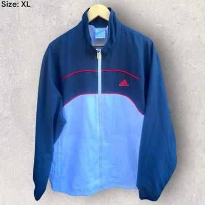 ADIDAS VINTAGE WINDBREAKER BLUE & WHITE JACKET Size XL