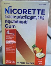 Nicorette Gum 4mg Stop Smoking Aid Fruit Chill 100 pcs. 04/2028
