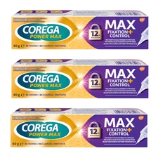 COREGA Denture Adhesive Cream: POWER MAX Made in Europe-3 x 40g FREE SHIPPING