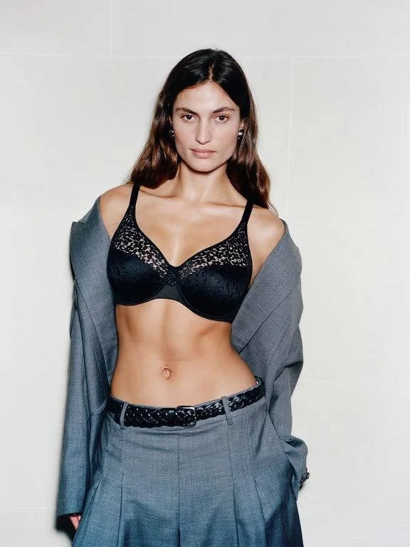 Sujetador Chantelle Norah Comfort con aros negro floral encaje talla 38E $88 nuevo con etiquetas, Francia Foto 4 de 4