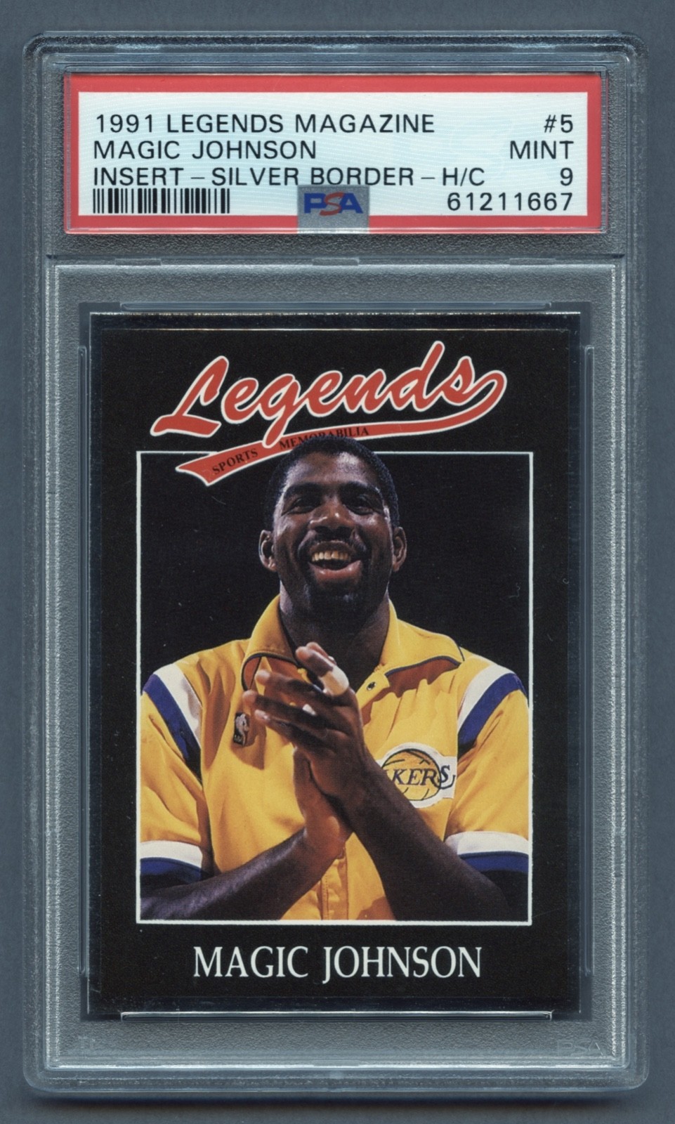 1991 MAGIC JOHNSON PSA 9 MINT HOF LEGENDS MAGZ SILVER BORDER LA LAKERS (#5) RZC
