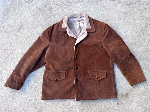 Schott Bros. Rancher Brown Suede Western Jacket Wool Fur Lined  Size 48 - product listing photo
