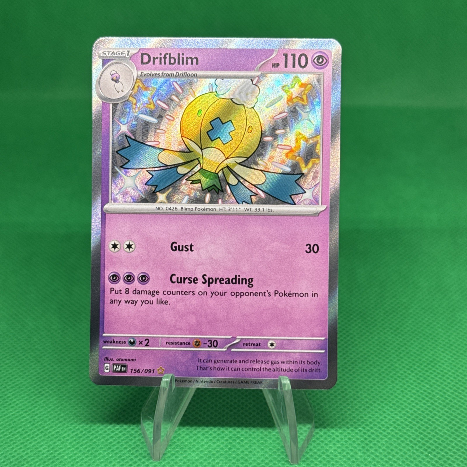 Pokemon Drifblim 156/091 SV: Paldean Fates Shiny Rare NM