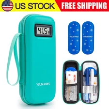 Compact Insulin Cooler Hard Travel Case with Digital Thermometer TSA
