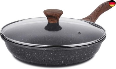 SENSARTE Antihaft Bratpfanne mit Deckel, 28cm Schweizer Granit Beschichtung