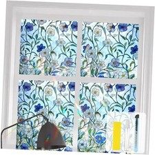 Window Privacy Film Stained Glass Static Cling - 17.5 39.5 Purple White
