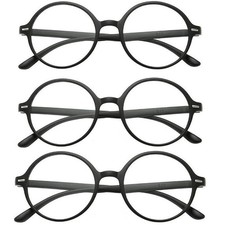 3 Units Full Frame Reading Glasses Anti-fatigue Reader Round Frame Resin