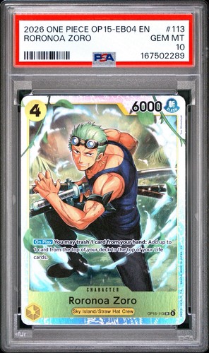 Roronoa Zoro graded PSA 10 for sale on eBay