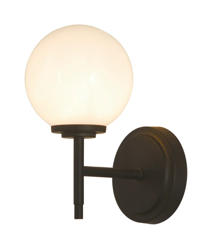 Bathroom Light Black Porto Wall Matt Opal Glass IP44 Spa SPA-31306-MBLK