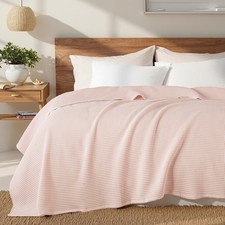 100 Cotton Muslin Gauze Waffle Blanket Queen Size 90x90 Inch Pink