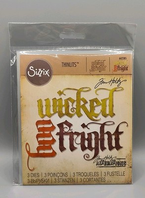 New Sizzix Tim Holtz Thinlits Vintage Spirits 662385 Wicked Boo Fright