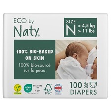 100 Count Eco by Naty Eco-Friendly Baby Diapers Newborn - 100 Plant-Based