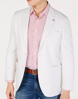 NAUTICA Sport Coat Mens Size 40R White Modern Fit Active Stretch Structure Weave