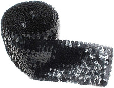2 Meter Elastic Sequin Glitter Stretch Bling Paillette Fabric Ribbon Sewing Craf