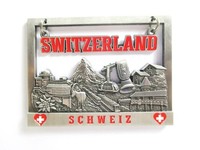 Schweiz Magnet Metall Souvenir Schrift Rahmen Switzerlan Matterhorn Jungfraujoch