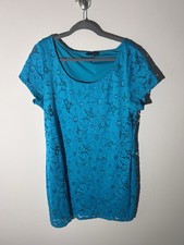 Tiana B Women's Blue Knee Length Dress Size XXL Short Sleeve Round Neck Stretch