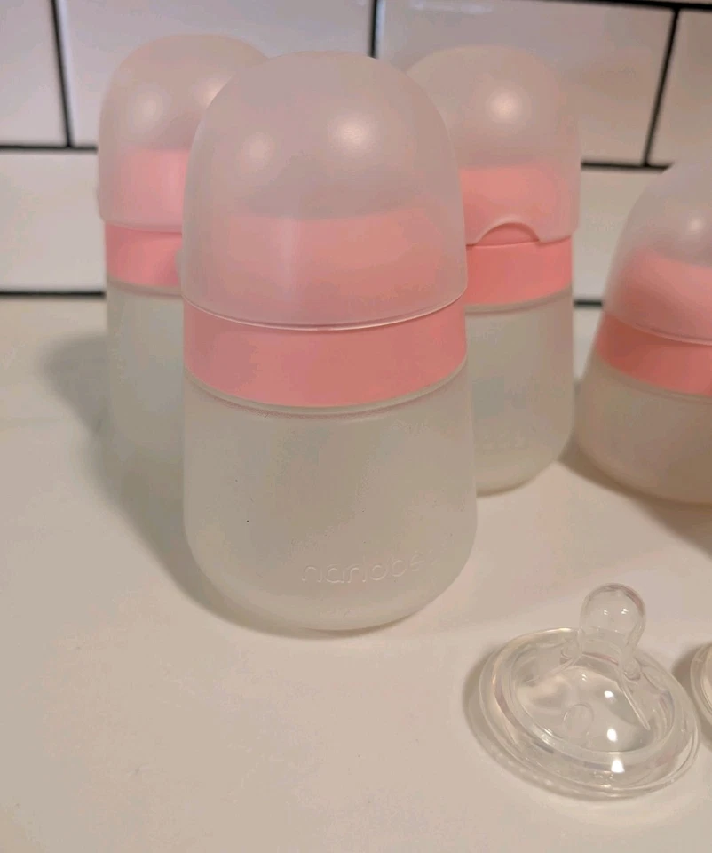 Nanobebe Lote de 6 Botellas de Silicona Flexibles Anticólicos ROSADAS 9oz y 5oz Sensación Natural Foto 2 de 4