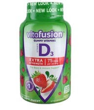 Vitafusion Extra Strength D3 Gummies, Natural Strawberry 120 ea Pack of 2 