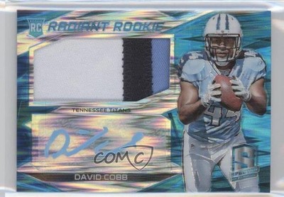 2015 Panini Spectra Neon Blue Prizm 14/50 David Cobb RPA Patch Auto RC i6j