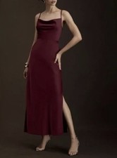 BHLDN Cali Satin Cowl Neck Midi Slip Dress Women Size 2 Cinnamon Terracotta