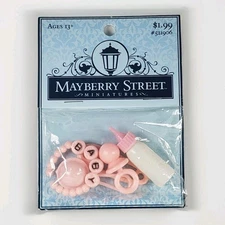Dollhouse Baby Bottle Rattle Pacifier Pin by Mayberry Street Miniatures (S17)