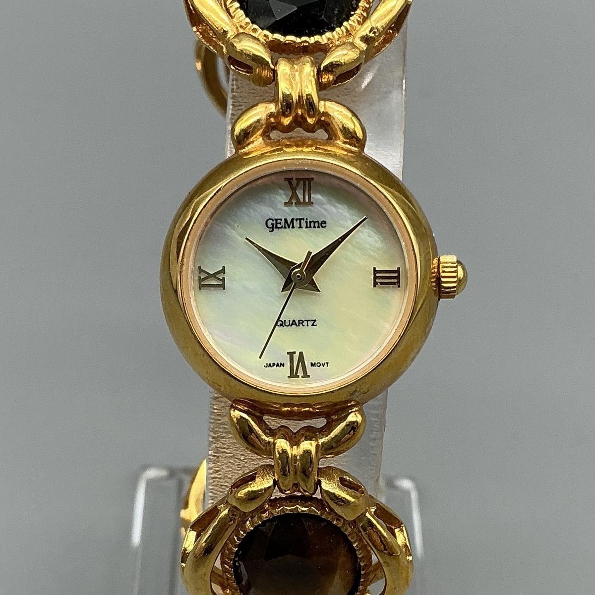 Gem Time Womens Watch 19mm MOP Dial Silver Tone Lapis Bracelet New Battery 7\