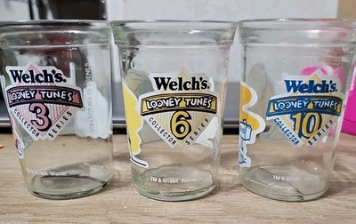 Welch's Looney Tunes Collectors Jelly Jar Glass 1994, Number #6, #3 And #10
