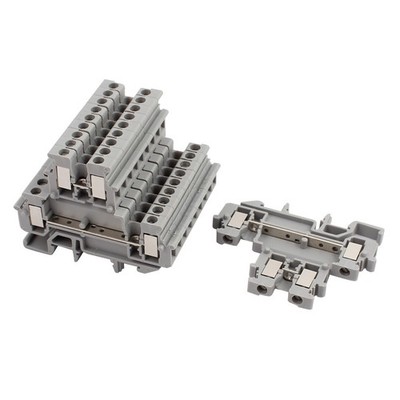 10Pcs MBKKB2.5 DIN Rail Mount Double-level Terminal Block 500V 2.5mm2 Cable Gray