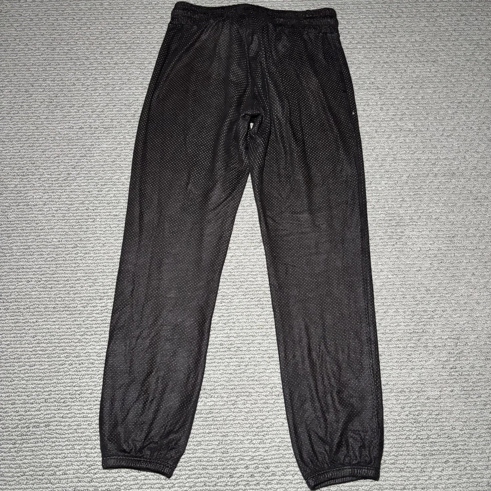 Monrow 裤子女式小号黑色/灰色抽绳网眼运动裤休闲美国 — 第 2/4 张图片