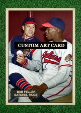 Satchel Paige Bob Feller Cleveland Indians  Baseball Art Card