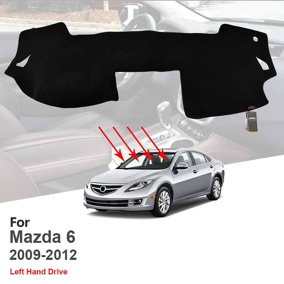 For Mazda 6 2009-2012 Black Leather Car Dashboard Cover Dash Protector Pad Mat . - Imagem 3 de 4