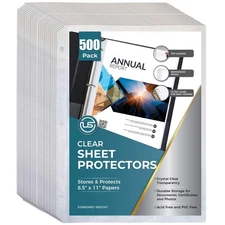 Sheet Protectors, 500 Count Bulk Clear Page Protectors for 3 Ring Binder, Top...