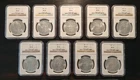 Lot of NINE 1887 Philadelphia $1 Morgan Silver Dollars All NGC Certified MS64