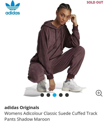 adidas Original Adicolour Classic Suede Cuffed Track Pants Maroon - Picture 6 of 6