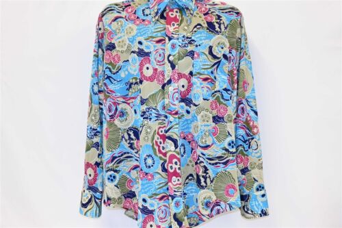 CAMISA DISCO VINTAGE AÑOS 70 PRINCE MATTHEW ABSTRACTA FLORAL CUELLO GRANDE GRANDE GRANDE L - Imagen 2 de 3