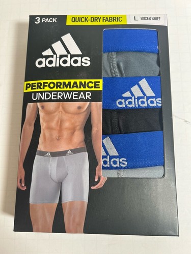 3 PACK MENS ADIDAS PERFORMANCE AEROREADY QUICK DRY BOXER BRIEFS L NWT