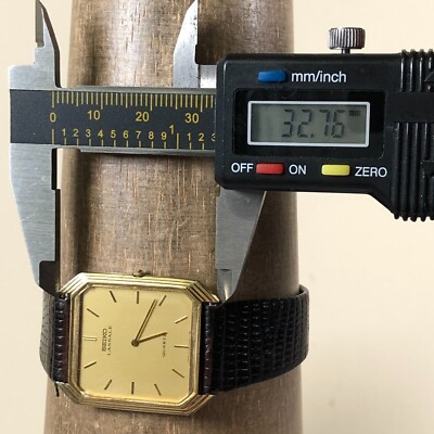 Vintage Seiko Lassale Men 6730-0450T Black Leather 27mm