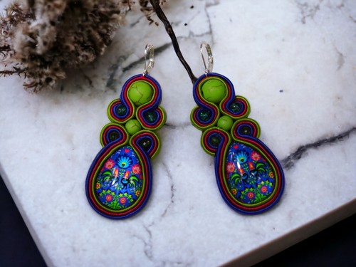 Ohrringe Technik soutache Kunsthandwerk , - Bild 9 von 9
