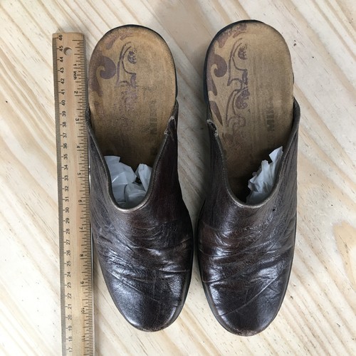 Romika Shoes Womens R39 L40 Mules Clogs Heels Slip On Brown Leather Round Toe - Picture 8 of 16