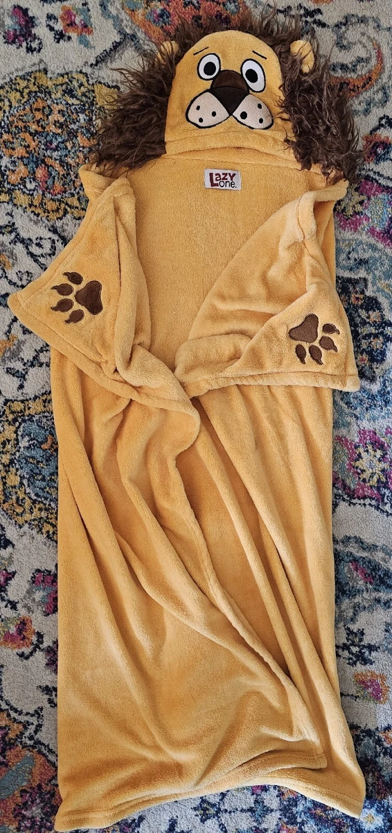 Lazy One LION Animal Blanket Hoodie Kids Wearable Warm Hood Snuggie Mane Tail
